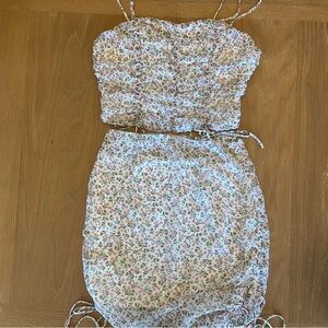 Et Clet Chiffon Ditsy Floral Ruched Skirt Set Adjustable Length Coquette Girly S